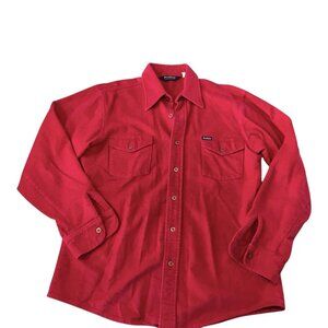Vintage Men's OshKosh B Gosh Button Up Shirt Red Flannel Long Sleeves Size Large